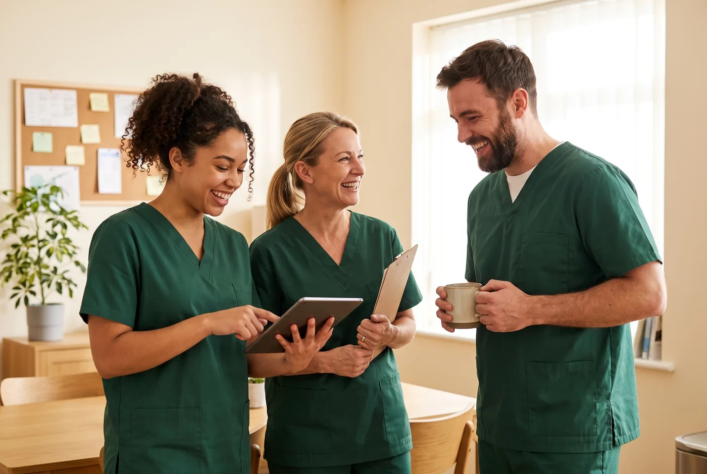 Pflege-Team des Krankenpflegedienstes Michel bei der Dienstübergabe
